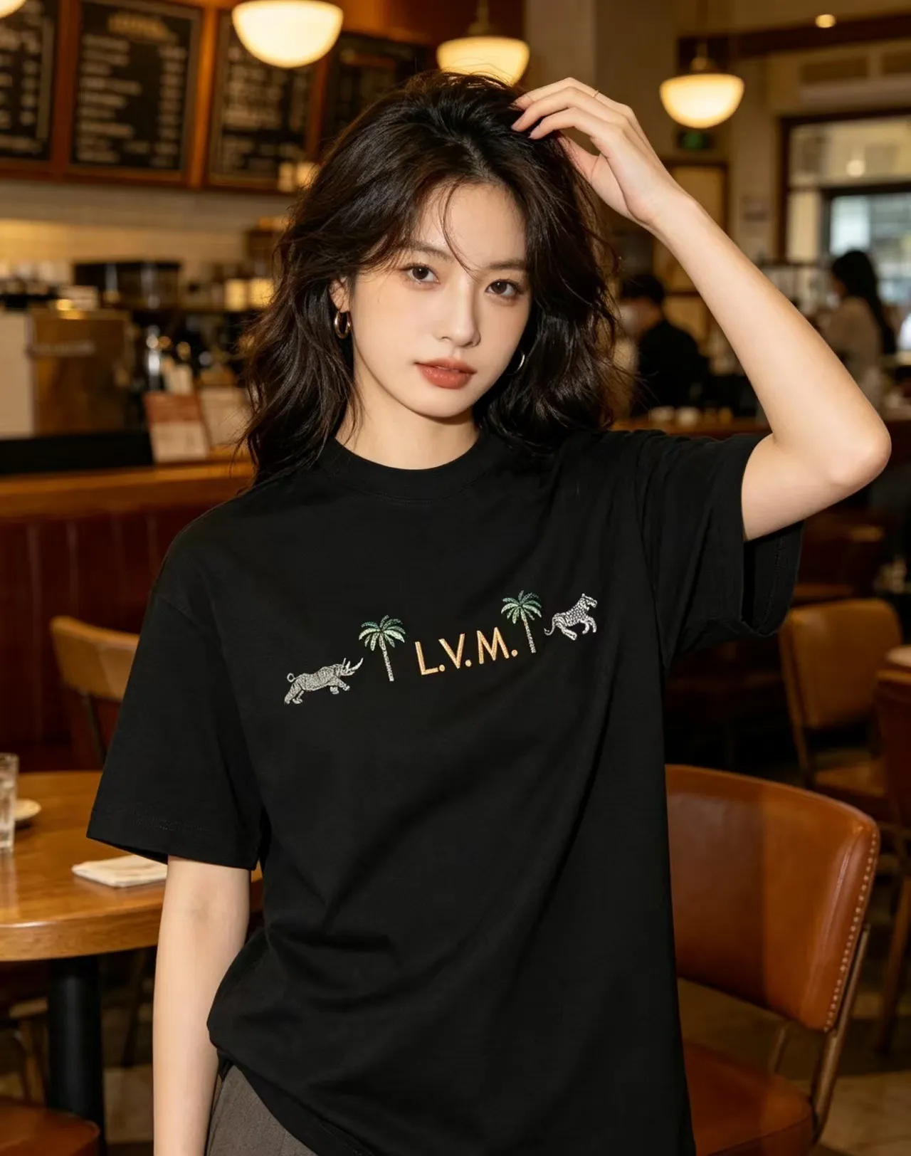 Louis Vuitton/Louis Vuitton 26ss animal embroidered short sleeves